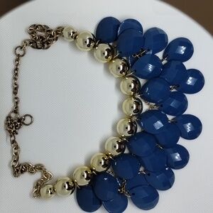 Dark blue with gold accent statement necklace